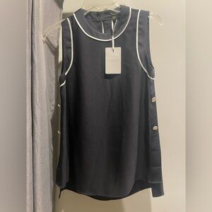 Ted Baker Black Sleeveless Tank with White Piping